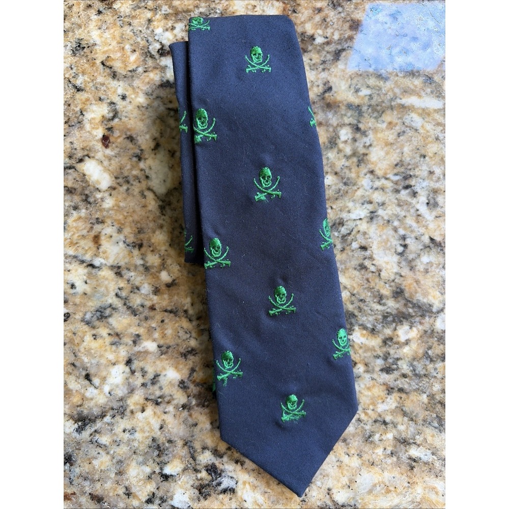 Crewcuts Navy Blue Embroidered Skull Sword Pirate Nautical Necktie 42" NEW NWT